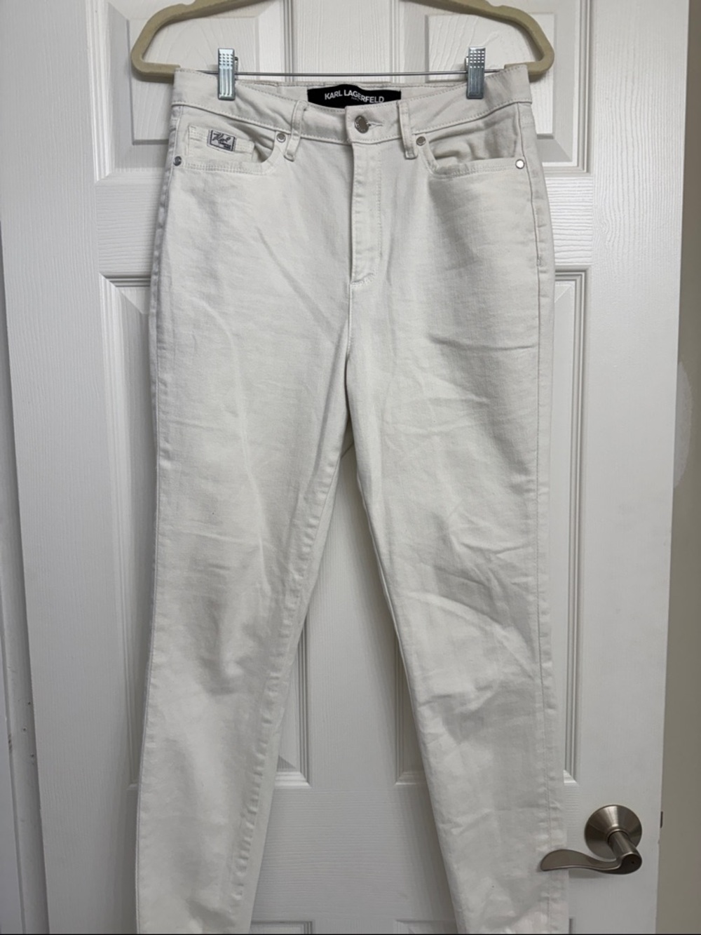 Karl Lagerfeld White High-Rise Straight Jeans